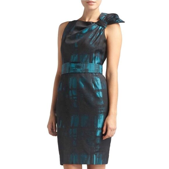 Teri Jon by Rickie Freeman Teal Sheath Dress, Size 12, EUC - Picture 2 of 14